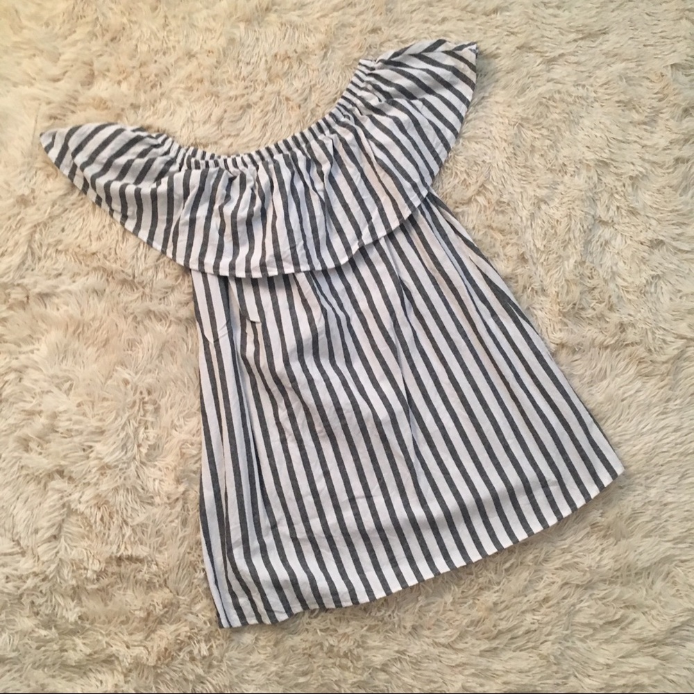 Hondie Off The Shoulder Ruffle Tunic Dress